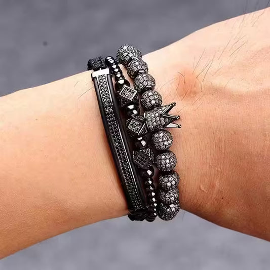 مجموعة من ثلاث قطع من أساور شامبالا قابلة للتعديل (EGBT204)