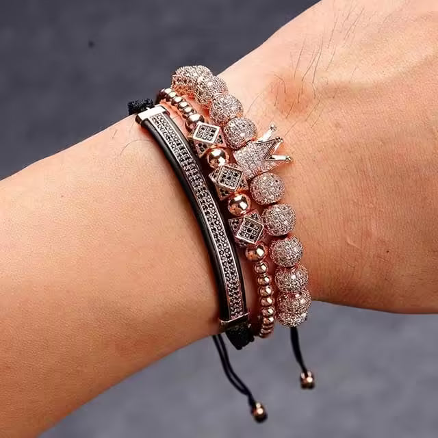 مجموعة من ثلاث قطع من أساور شامبالا قابلة للتعديل (EGBT204)