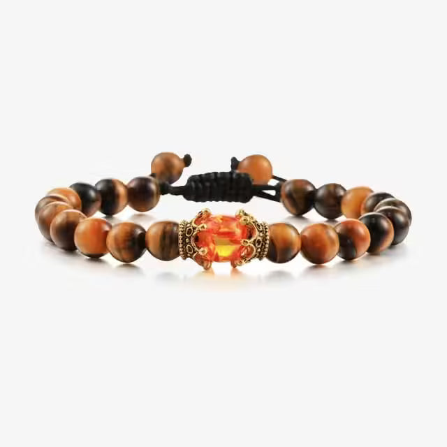 Bracelet ajustable Tiger Eye Shamballa (EGBT284)