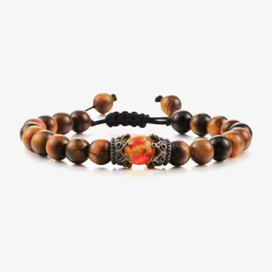 Bracelet ajustable Tiger Eye Shamballa (EGBT284)