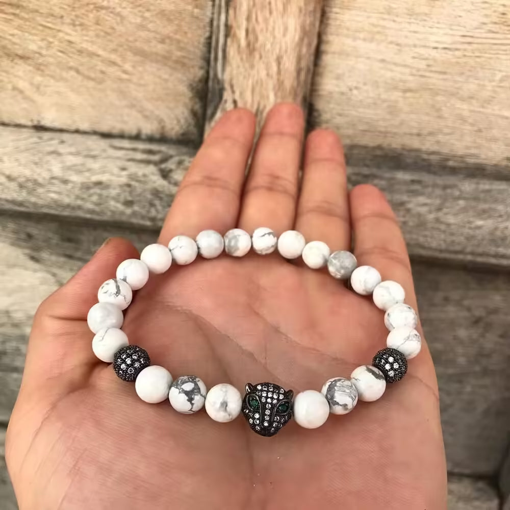 Tiger White Beads Bracelet (EGBT186)