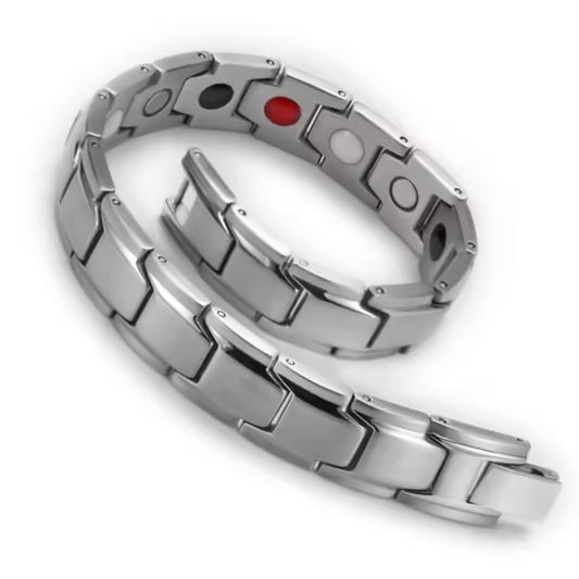 Bracelet en acier titane à blocs magnétiques et germanium (EGBT357)