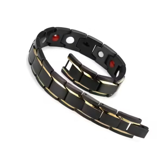 Bracelet en acier titane à blocs magnétiques et germanium (EGBT357)
