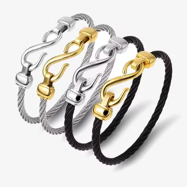Titanium Steel Wire Cuff Women Bracelet Bangle (EGBT327)