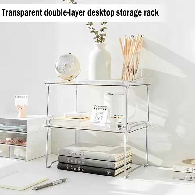 Transparent Foldable Storage Rack – Space Saving Kitchen & Cabinet Organizer, Stackable Shelving for Home Decor & Wardrobe