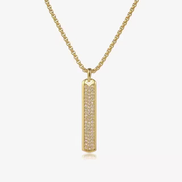 Triple Zircon Rectangular Shape Pendant Men Necklace (EGN102)