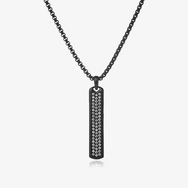 Triple Zircon Rectangular Shape Pendant Men Necklace (EGN102)