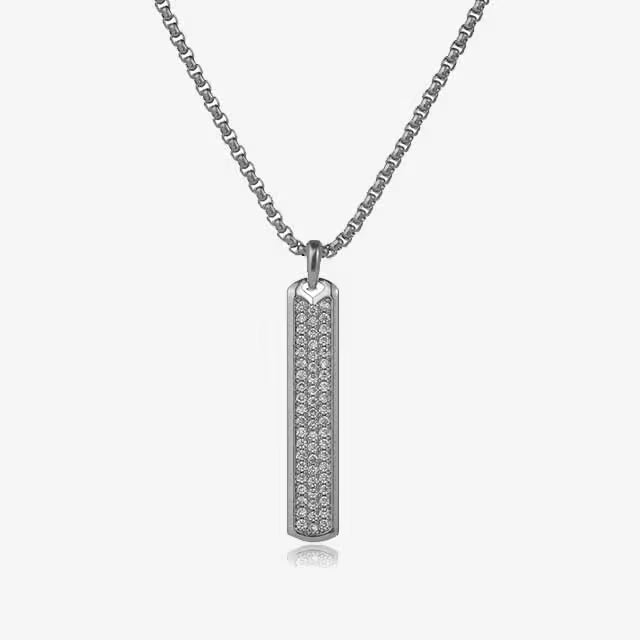Collier pour homme avec pendentif rectangulaire à triple zircon (EGN102)
