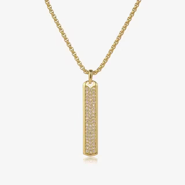 Collier pour homme avec pendentif rectangulaire à triple zircon (EGN102)
