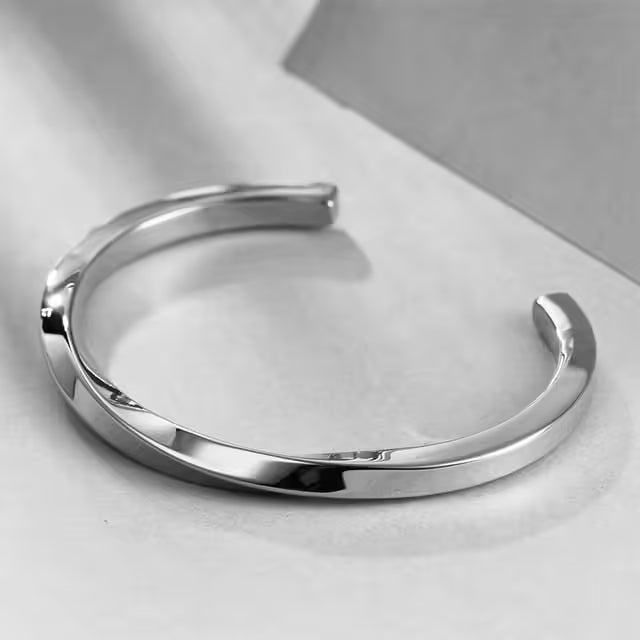 Twisted Stainless Steel Unisex Bangle Bracelet (EGBT336)