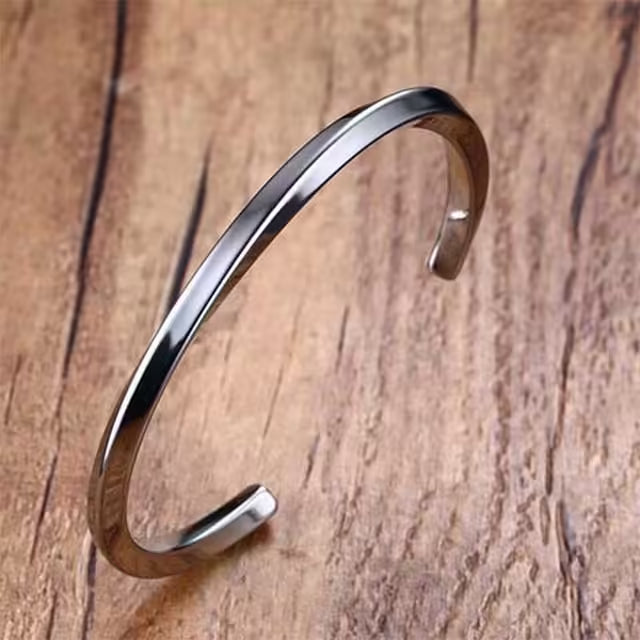 Bracelet jonc unisexe torsadé en acier inoxydable (EGBT336)