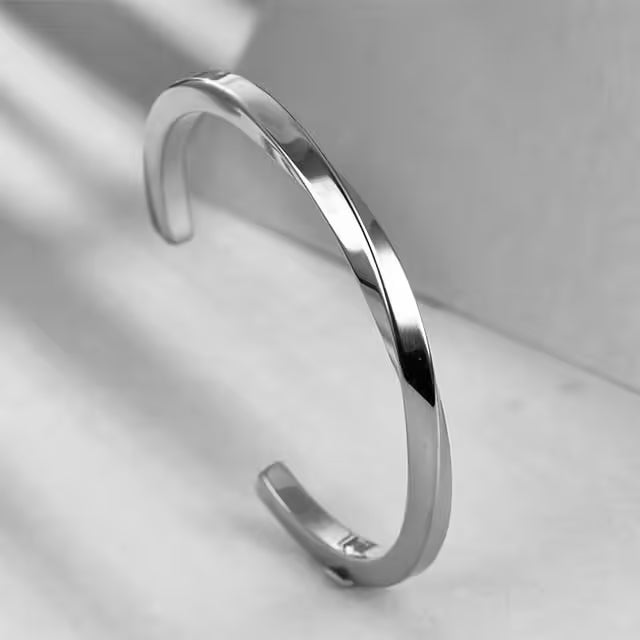 Twisted Stainless Steel Unisex Bangle Bracelet (EGBT336)