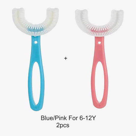 360° U-Shaped Children’s Toothbrush – Soft Silicone Teether Brush for Kids’ Oral Care & Teeth Cleaning