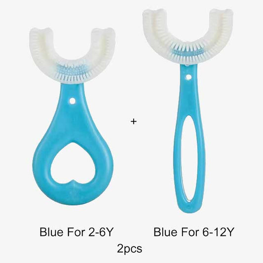 360° U-Shaped Children’s Toothbrush – Soft Silicone Teether Brush for Kids’ Oral Care & Teeth Cleaning
