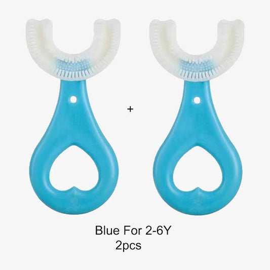 360° U-Shaped Children’s Toothbrush – Soft Silicone Teether Brush for Kids’ Oral Care & Teeth Cleaning
