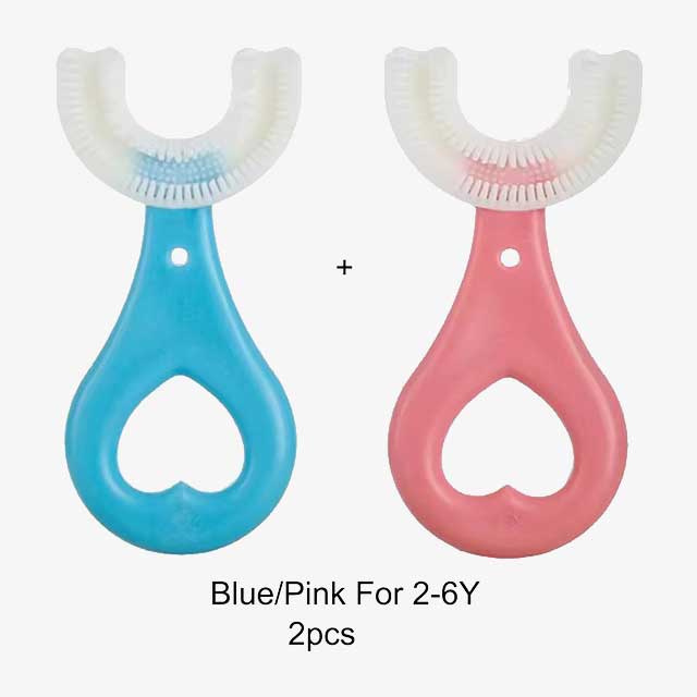 360° U-Shaped Children’s Toothbrush – Soft Silicone Teether Brush for Kids’ Oral Care & Teeth Cleaning