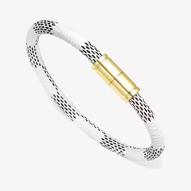 Unisex PU Leather x Alloy Gold Buckled Bracelet (EGBT125)