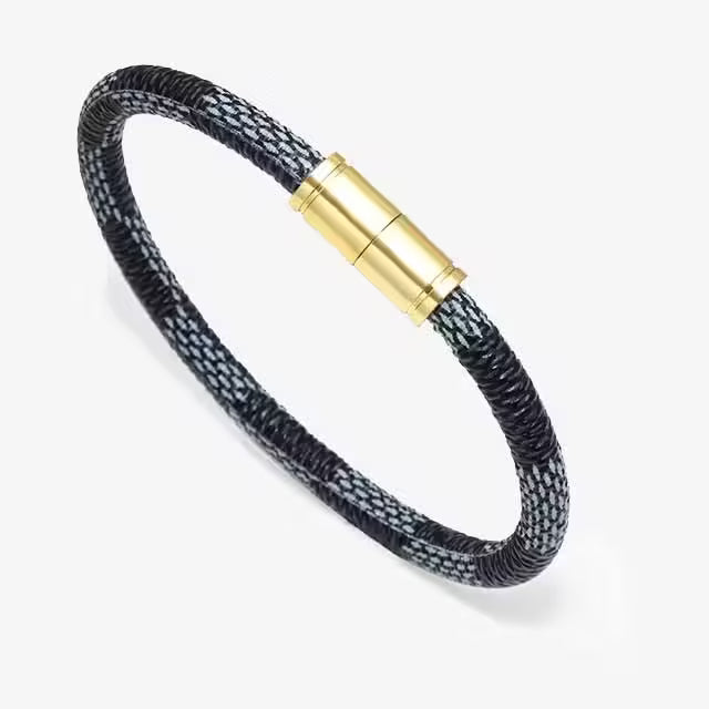 Unisex PU Leather x Alloy Gold Buckled Bracelet (EGBT125)