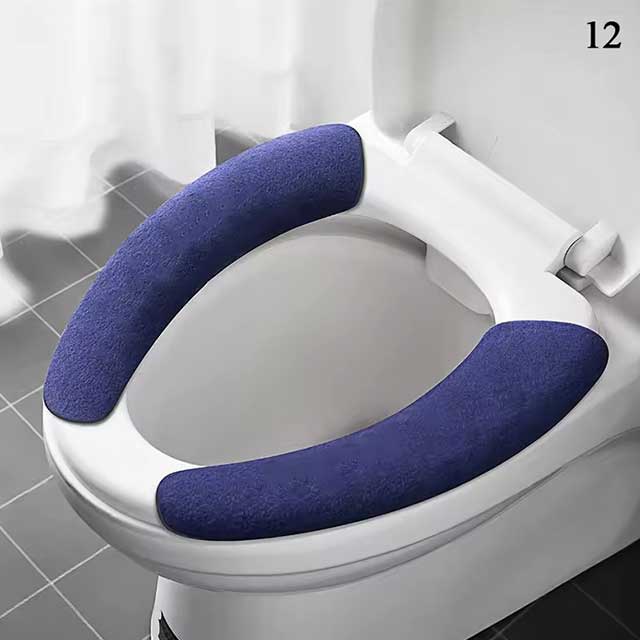 Universal Toilet Seat Cover – Soft WC Paste Sticky Seat Pad, Washable Bathroom Warmer Cushion, Solid Color Lid Cover