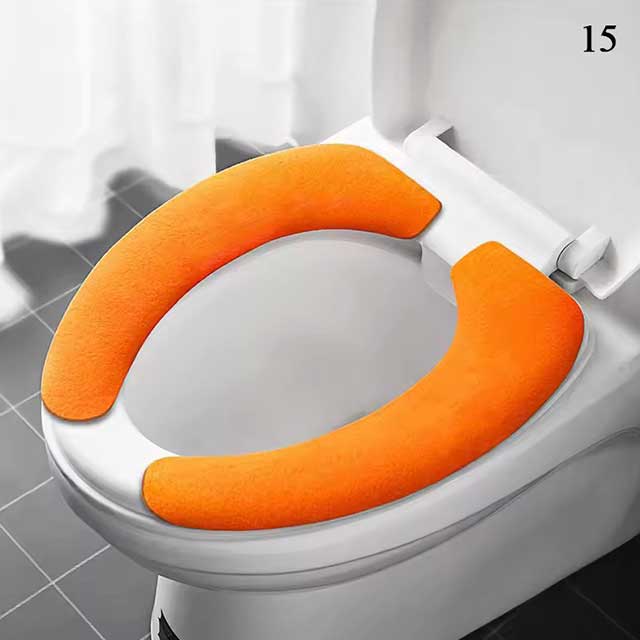 Universal Toilet Seat Cover – Soft WC Paste Sticky Seat Pad, Washable Bathroom Warmer Cushion, Solid Color Lid Cover