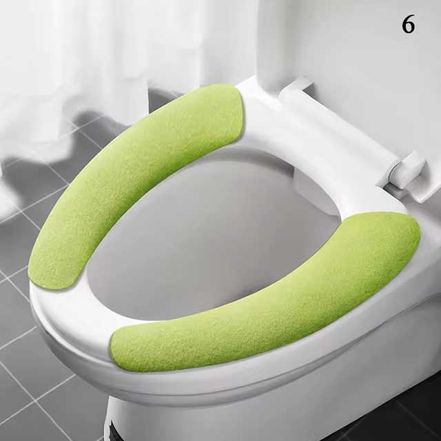 Universal Toilet Seat Cover – Soft WC Paste Sticky Seat Pad, Washable Bathroom Warmer Cushion, Solid Color Lid Cover