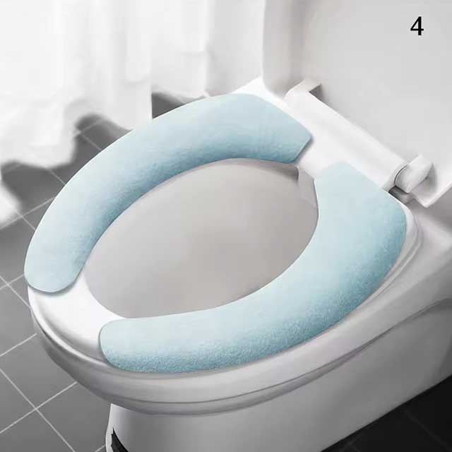 Universal Toilet Seat Cover – Soft WC Paste Sticky Seat Pad, Washable Bathroom Warmer Cushion, Solid Color Lid Cover