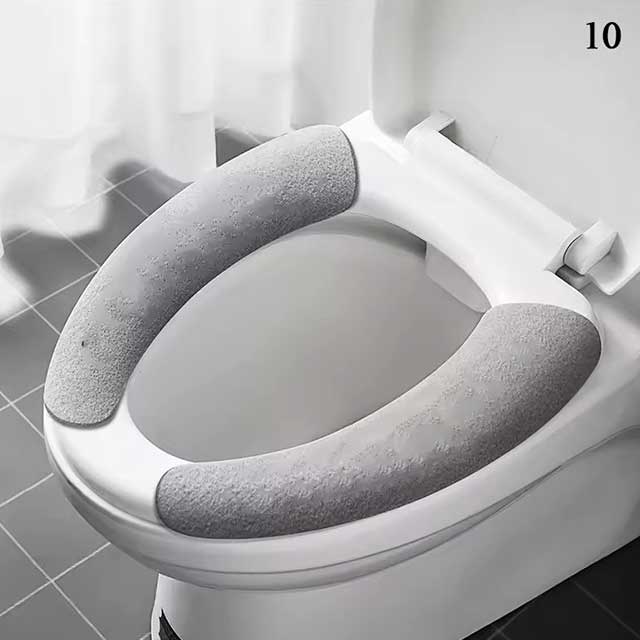 Universal Toilet Seat Cover – Soft WC Paste Sticky Seat Pad, Washable Bathroom Warmer Cushion, Solid Color Lid Cover