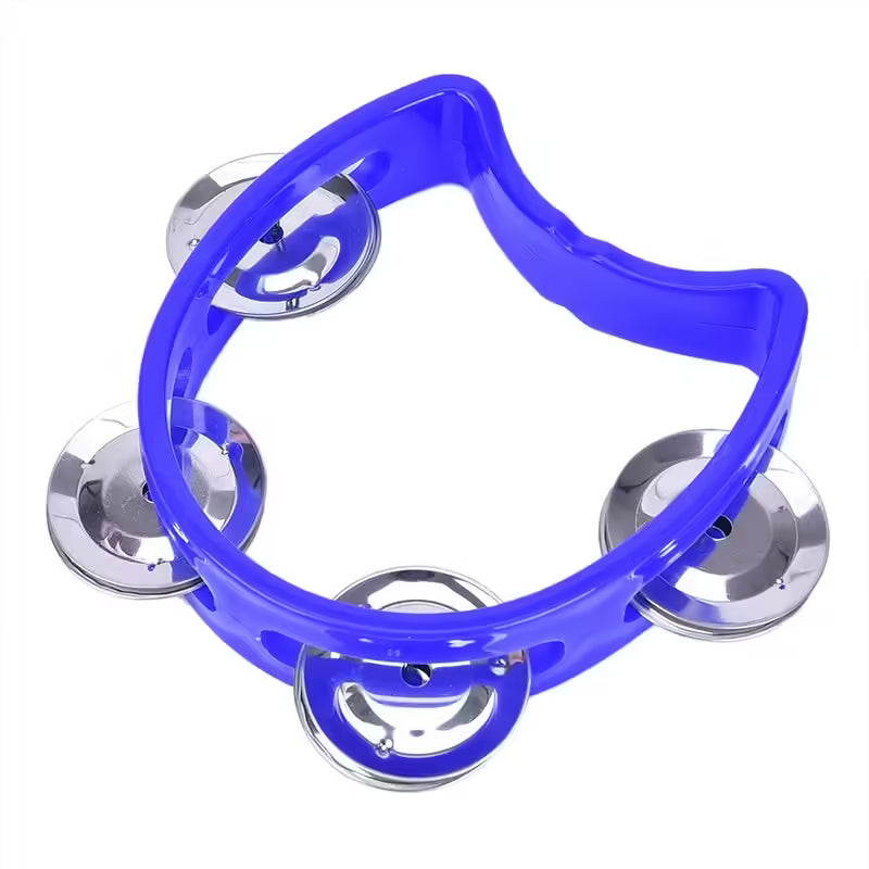 Hand-Held Tambourine with Metal Bells Plastic Rattle Ball Percussion Toy for Kids, KTV Party & Musical Games