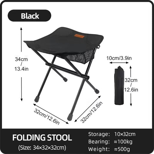 Tabouret de camping pliant portable PACOONE – Chaise ultralégère en alliage d'aluminium pour la pêche, les pique-niques et les activités de plein air