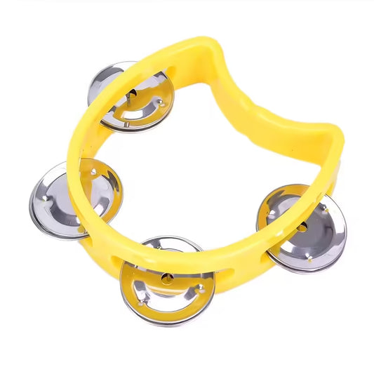 Hand-Held Tambourine with Metal Bells Plastic Rattle Ball Percussion Toy for Kids, KTV Party & Musical Games