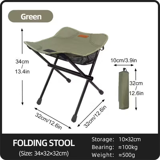 Tabouret de camping pliant portable PACOONE – Chaise ultralégère en alliage d'aluminium pour la pêche, les pique-niques et les activités de plein air