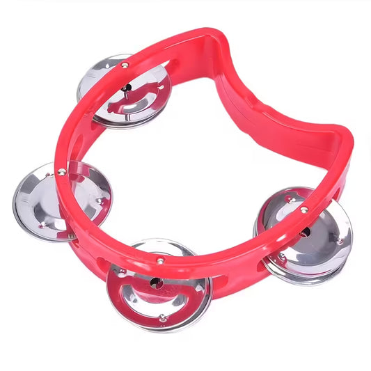 Hand-Held Tambourine with Metal Bells Plastic Rattle Ball Percussion Toy for Kids, KTV Party & Musical Games