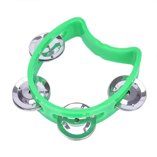 Hand-Held Tambourine with Metal Bells Plastic Rattle Ball Percussion Toy for Kids, KTV Party & Musical Games