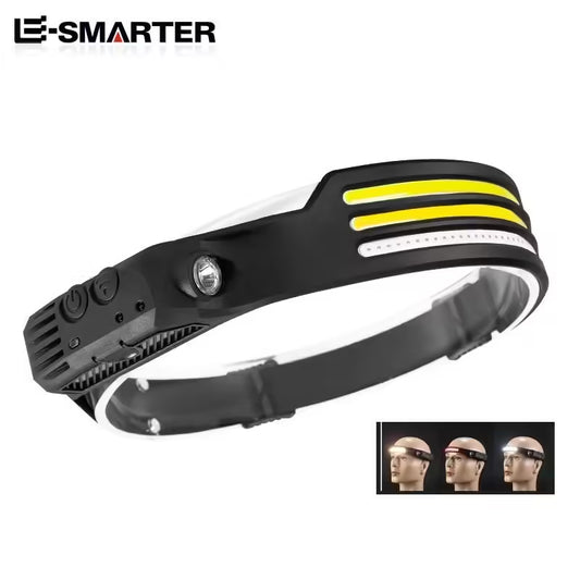 Induction Headlamp COB LED | USB Rechargeable Flashlight with Built-in Battery & 5 Lighting Modes | Sensor Head Torch