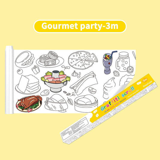 (300cm x 38cm) Different Themes 3 Meters Color Drawing Kids Paper Sticker Roll