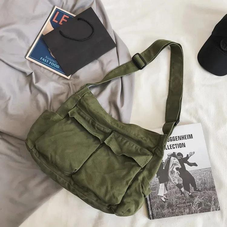 Sac bandoulière rétro pour femme en toile