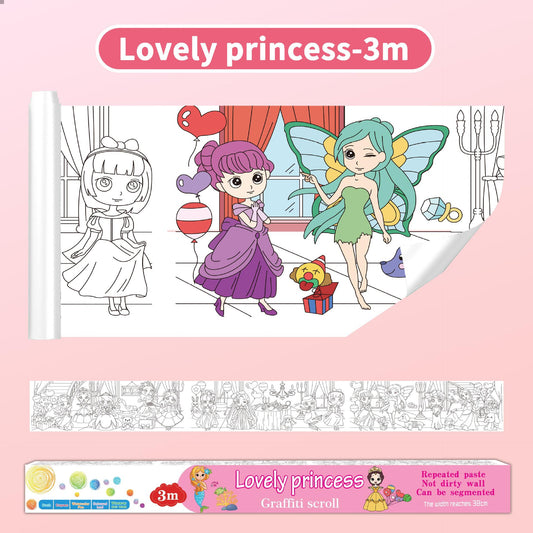 (300cm x 38cm) Different Themes 3 Meters Color Drawing Kids Paper Sticker Roll