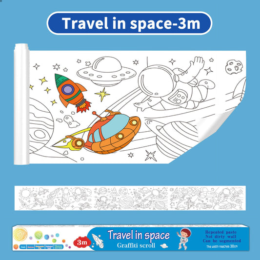 (300cm x 38cm) Different Themes 3 Meters Color Drawing Kids Paper Sticker Roll