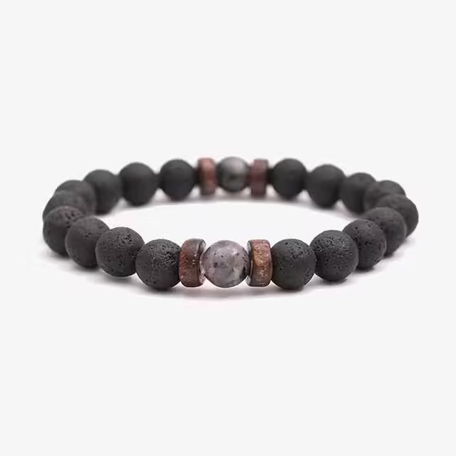 Volcanic Lava Stone Beads Unisex Bracelet (EGBT064)