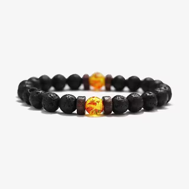 Volcanic Lava Stone Beads Unisex Bracelet (EGBT064)