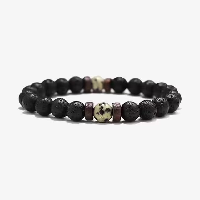 Volcanic Lava Stone Beads Unisex Bracelet (EGBT064)