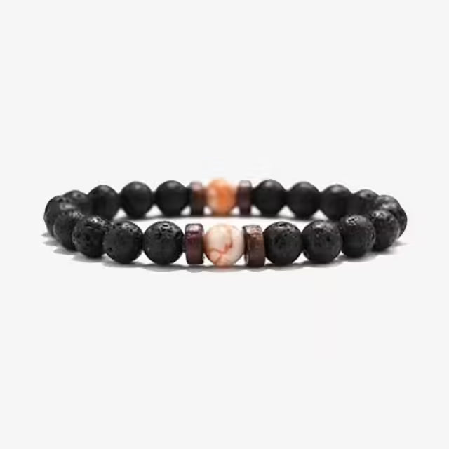 Volcanic Lava Stone Beads Unisex Bracelet (EGBT064)