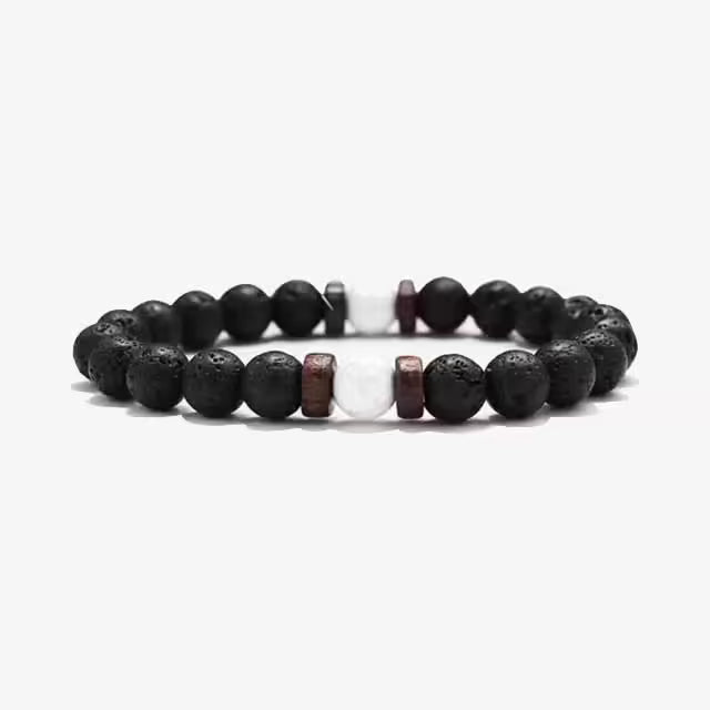 Volcanic Lava Stone Beads Unisex Bracelet (EGBT064)