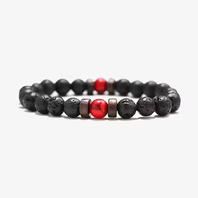 Volcanic Lava Stone Beads Unisex Bracelet (EGBT064)