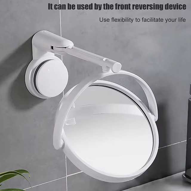 Wall Mirror with Folding Arm & Suction – Double-Sided Swivel Bathroom Mirror, No Drill Extendable Cosmetic Makeup Mirror