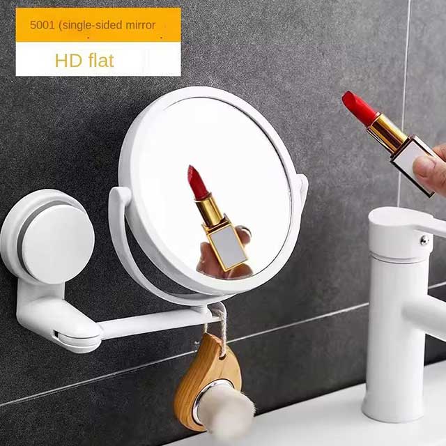 Wall Mirror with Folding Arm & Suction – Double-Sided Swivel Bathroom Mirror, No Drill Extendable Cosmetic Makeup Mirror