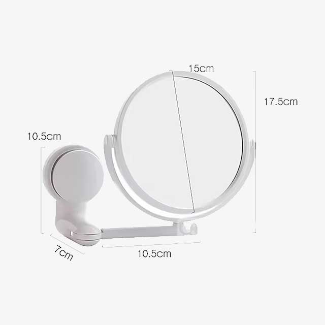 Wall Mirror with Folding Arm & Suction – Double-Sided Swivel Bathroom Mirror, No Drill Extendable Cosmetic Makeup Mirror