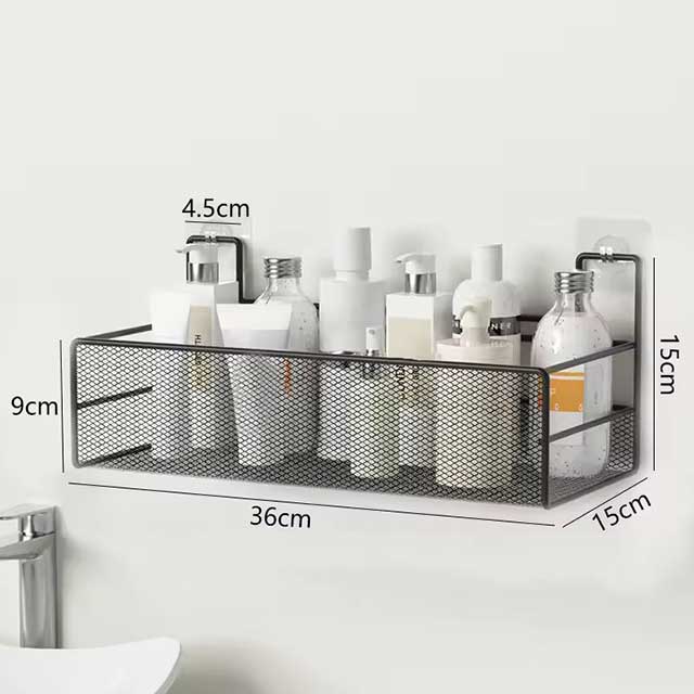 Wall-Mount Bathroom Shelf Shower Shampoo Rack - Toilet & Kitchen Accessories, Free Punch Condiment Storage Basket & Organizer