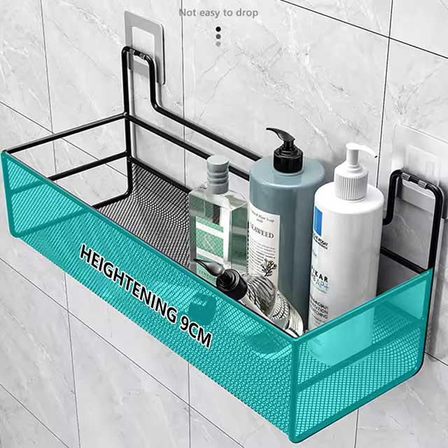 Wall-Mount Bathroom Shelf Shower Shampoo Rack - Toilet & Kitchen Accessories, Free Punch Condiment Storage Basket & Organizer
