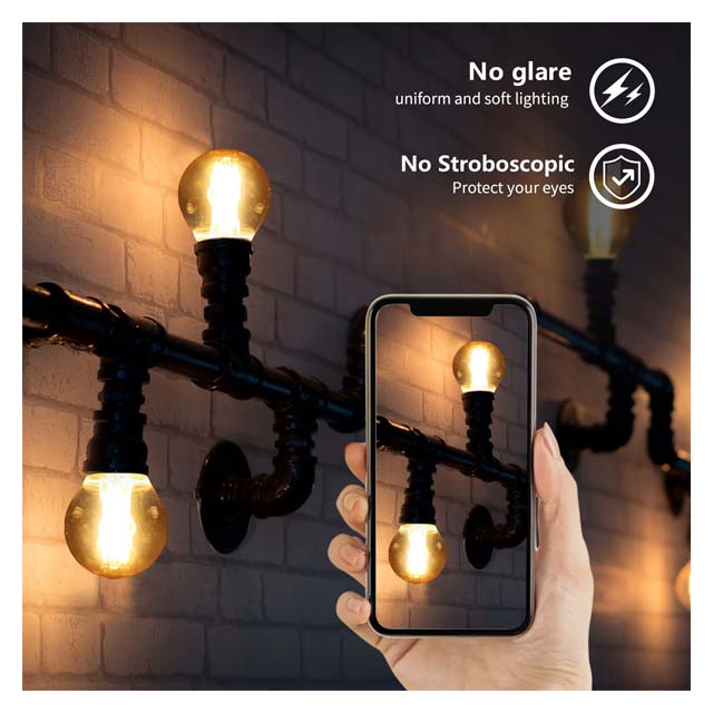 LED Filament G45 6W E27 2200K – Warm Yellow Light Bulb for Cozy Ambiance